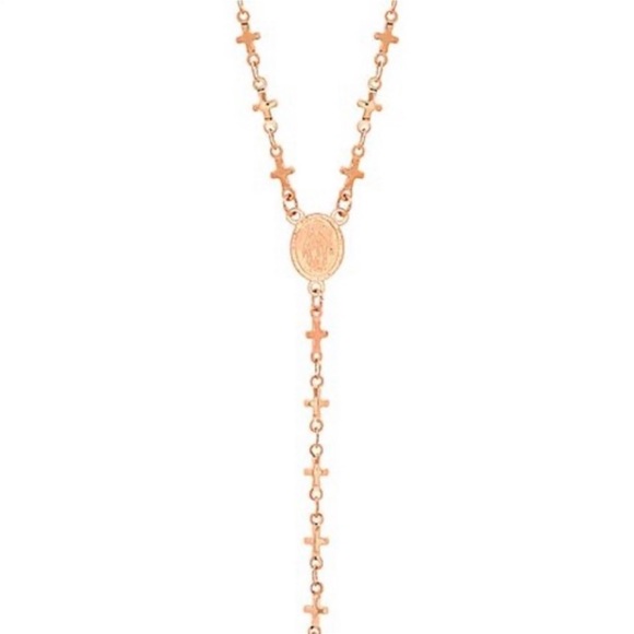 NEW•18K ROSE GOLD ROSELLY LARIAT ROSARY NECKLACE - Picture 2 of 13